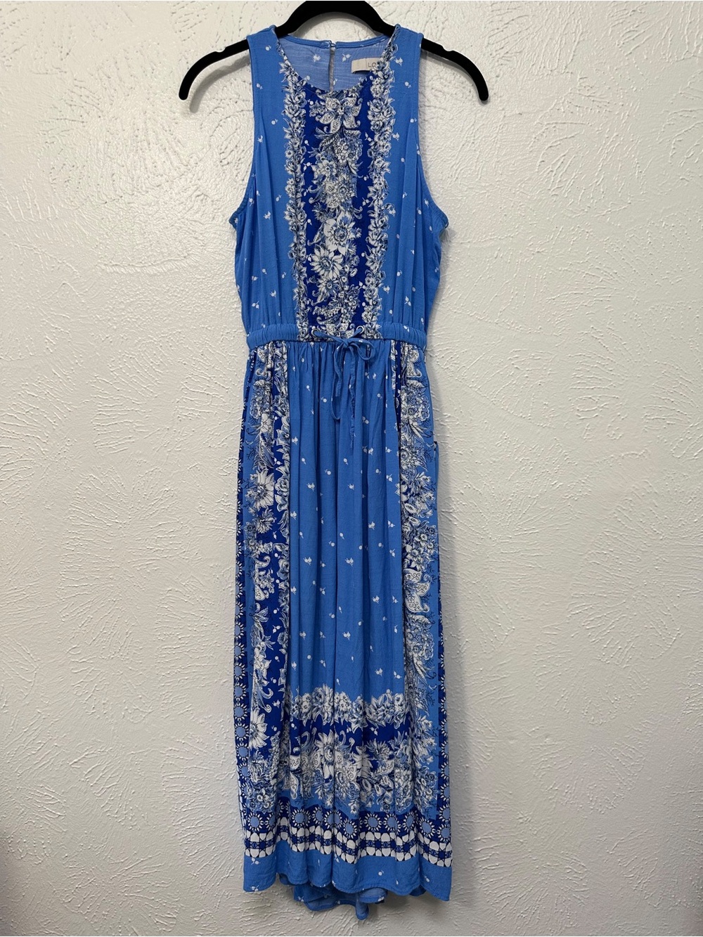 LOFT Petites XSP Blue White Floral Maxi Dress - Picture 3 of 5